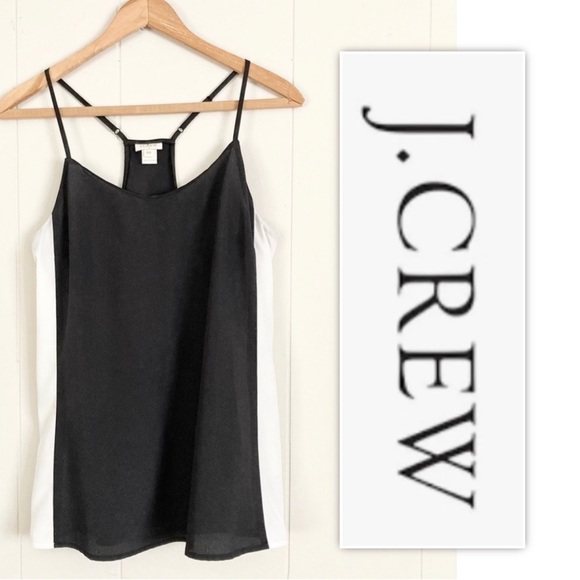 J Crew Black/White Color Block Chiffon Tank - Picture 8 of 10
